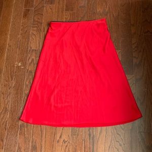 Loft red satin midi skirt Sz. M Never Worn